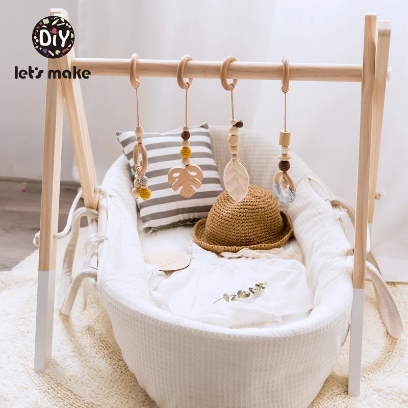 Baby Toys Wooden Play Gym Toys Nordic Baby Room Decor Wood Nursery Sensory Toy Gift Infant Room Clothes Rack Accessories Rattles