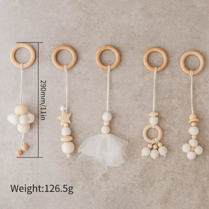 Baby Toys Wooden Play Gym Toys Nordic Baby Room Decor Wood Nursery Sensory Toy Gift Infant Room Clothes Rack Accessories Rattles