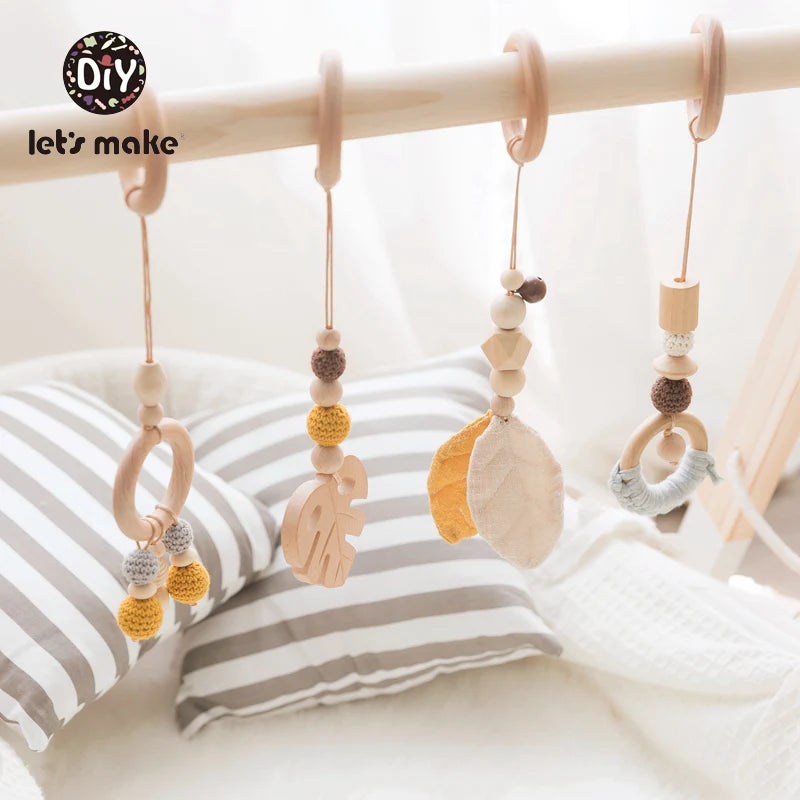 Baby Toys Wooden Play Gym Toys Nordic Baby Room Decor Wood Nursery Sensory Toy Gift Infant Room Clothes Rack Accessories Rattles