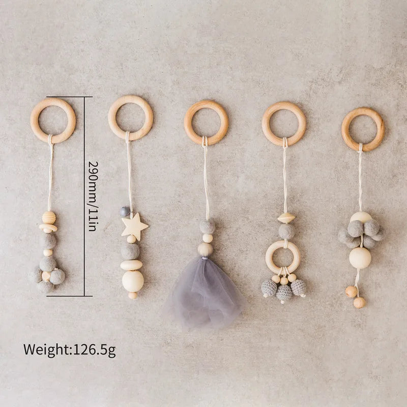 Baby Toys Wooden Play Gym Toys Nordic Baby Room Decor Wood Nursery Sensory Toy Gift Infant Room Clothes Rack Accessories Rattles