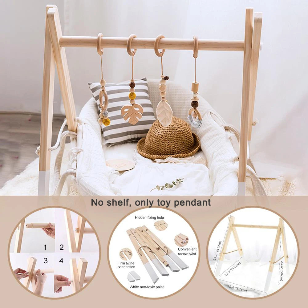 Baby Toys Wooden Play Gym Toys Nordic Baby Room Decor Wood Nursery Sensory Toy Gift Infant Room Clothes Rack Accessories Rattles
