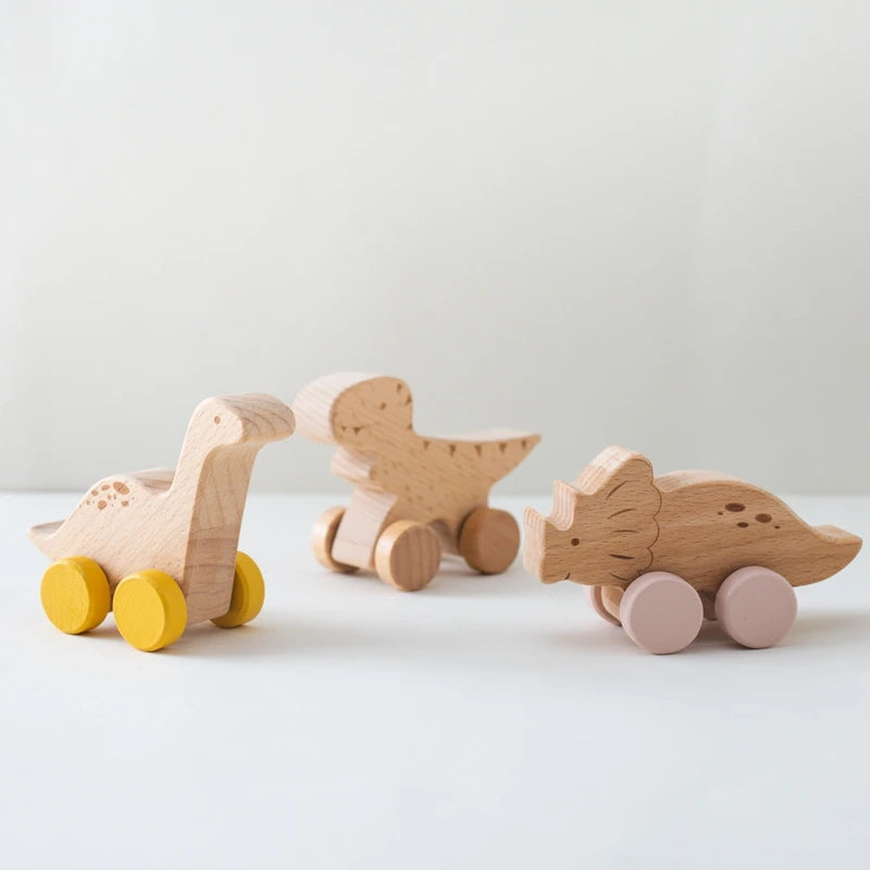 1PC Baby Wooden Toys Beech Car Blocks Cartoon Bus Educational Montessori Toys Baby Teething Play Gym Baby Birthday Gift Products