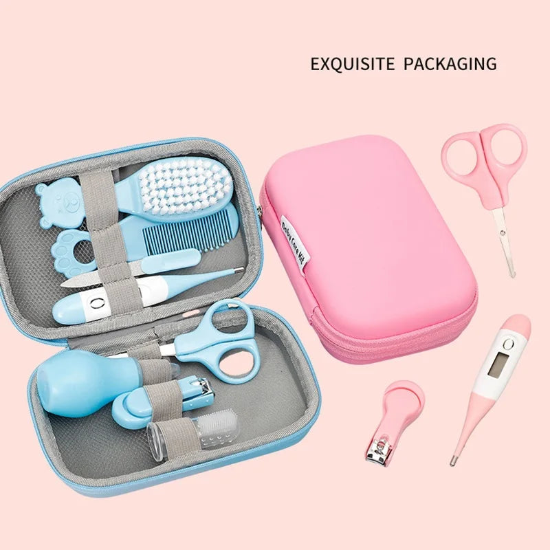 8PCS/Set Baby Health Care Kit Kids Nail Hair Health Care Thermometer Grooming Brush Clipper Teether Toothbrush Baby Essentials