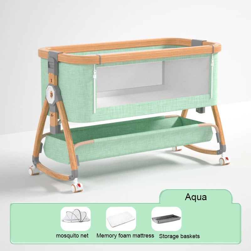 Aluminum Alloy Crib Movable Portable Bassinet Bed Foldable Multifunctional Bb Bed Newborn Patchwork Queen Bed