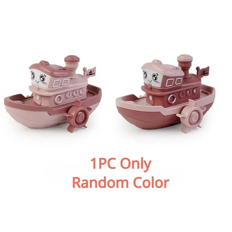 Baby Bath Toys Cute Cartoon Ship Boat Clockwork Toy Wind Up Toy Kids Water Swimming Beach Game for Children Gifts Boys Toys