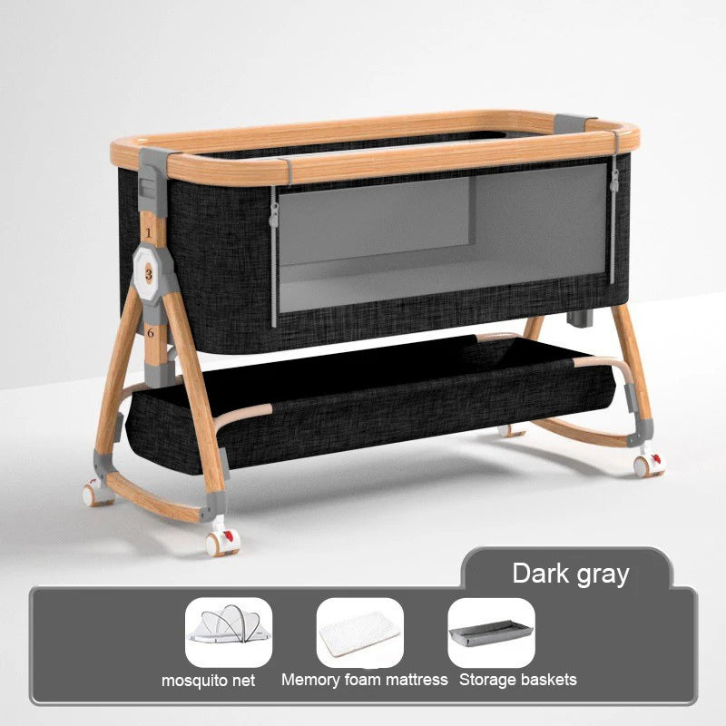 Aluminum Alloy Crib Movable Portable Bassinet Bed Foldable Multifunctional Bb Bed Newborn Patchwork Queen Bed