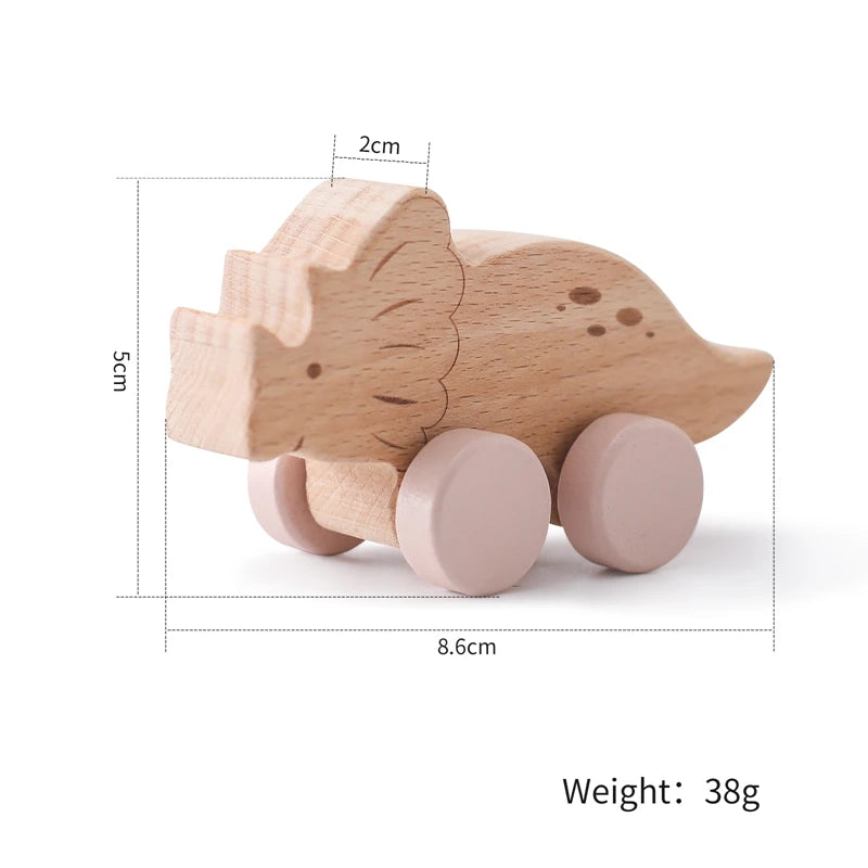 1PC Baby Wooden Toys Beech Car Blocks Cartoon Bus Educational Montessori Toys Baby Teething Play Gym Baby Birthday Gift Products