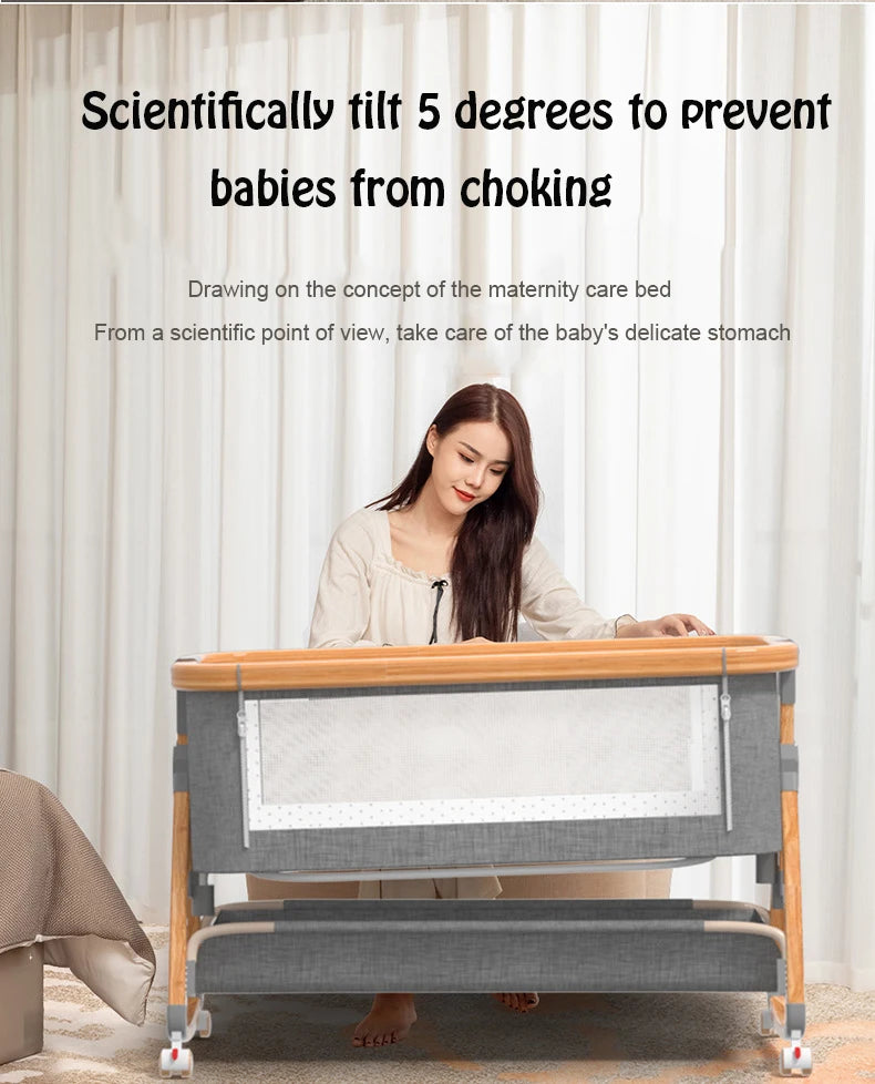 Aluminum Alloy Crib Movable Portable Bassinet Bed Foldable Multifunctional Bb Bed Newborn Patchwork Queen Bed