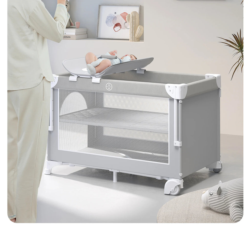 Baby Bed Portable Baby Cribs with Diaper Table Baby Sleep Cradle Multifunctional Playpen Crib