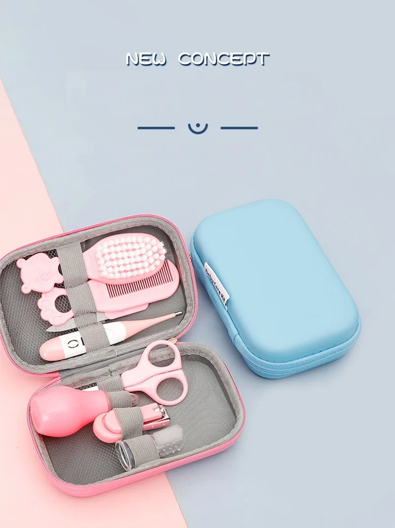 8PCS/Set Baby Health Care Kit Kids Nail Hair Health Care Thermometer Grooming Brush Clipper Teether Toothbrush Baby Essentials