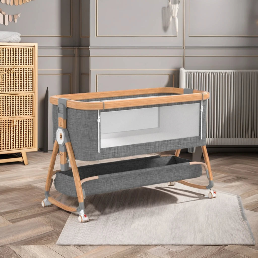 Aluminum Alloy Crib Movable Portable Bassinet Bed Foldable Multifunctional Bb Bed Newborn Patchwork Queen Bed