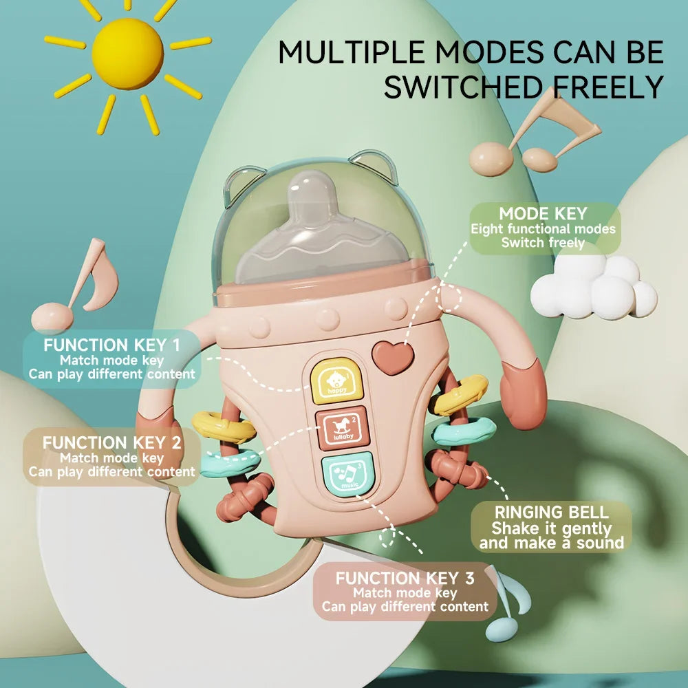 1pc Baby Musical Feeding Bottle Pacifier Newborn Soft Teether Rattles Educational Toy Mobile Rattles Toys Soothing Vocal Music