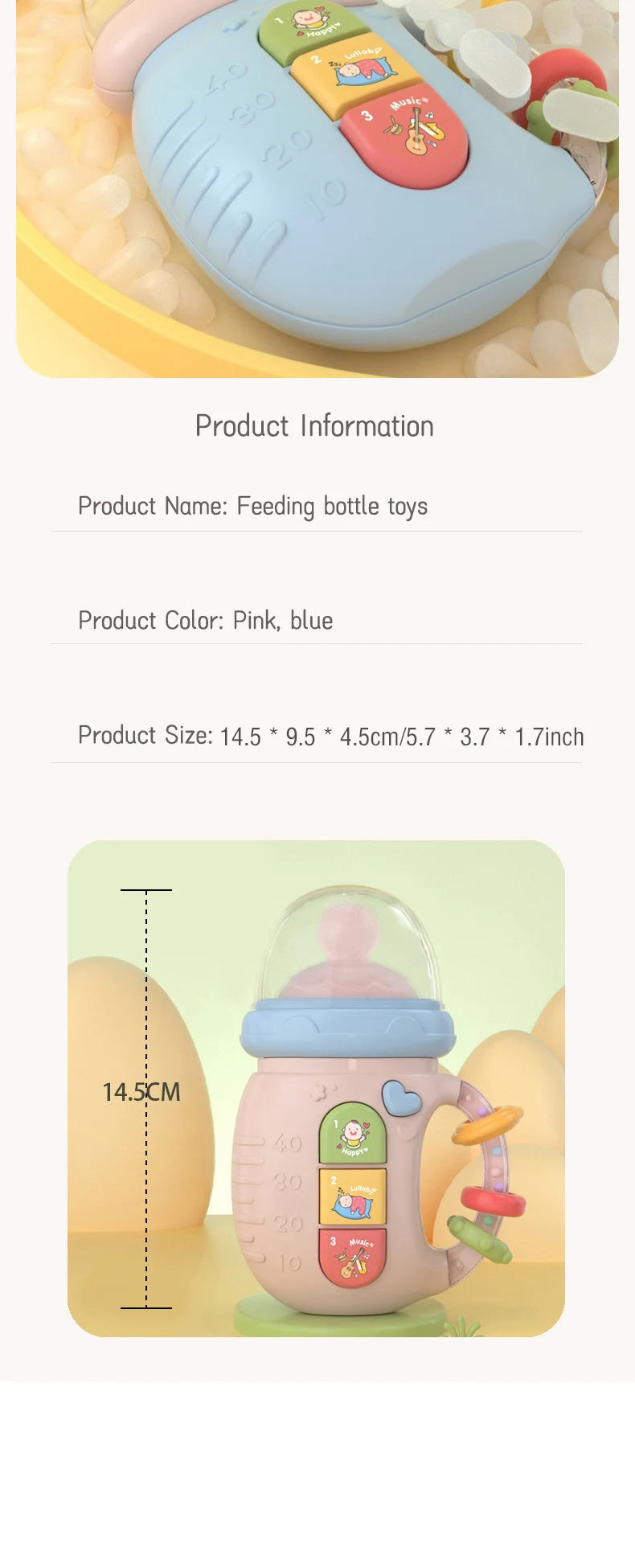 Baby 18M+Cute Bottle Illuminates Music Baby Ringing Soothing Toy Early Learning Education Toy Girl Baby Boy Birthday Gift Toy
