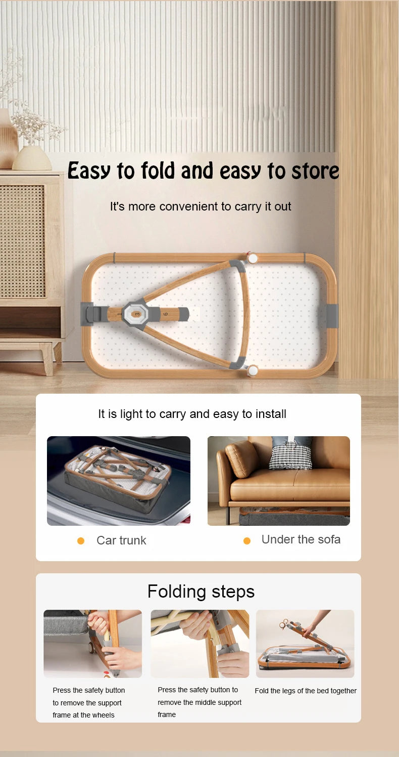 Aluminum Alloy Crib Movable Portable Bassinet Bed Foldable Multifunctional Bb Bed Newborn Patchwork Queen Bed