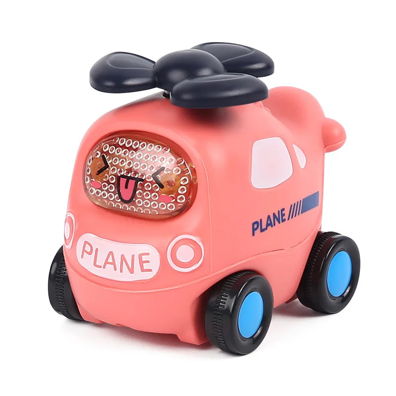 Baby Car Toys for 6 12 Months Friction Car Infant Soft Rubber Inertial Push and Go Vehicles Roll Car Hand Rattle Gift for Kids