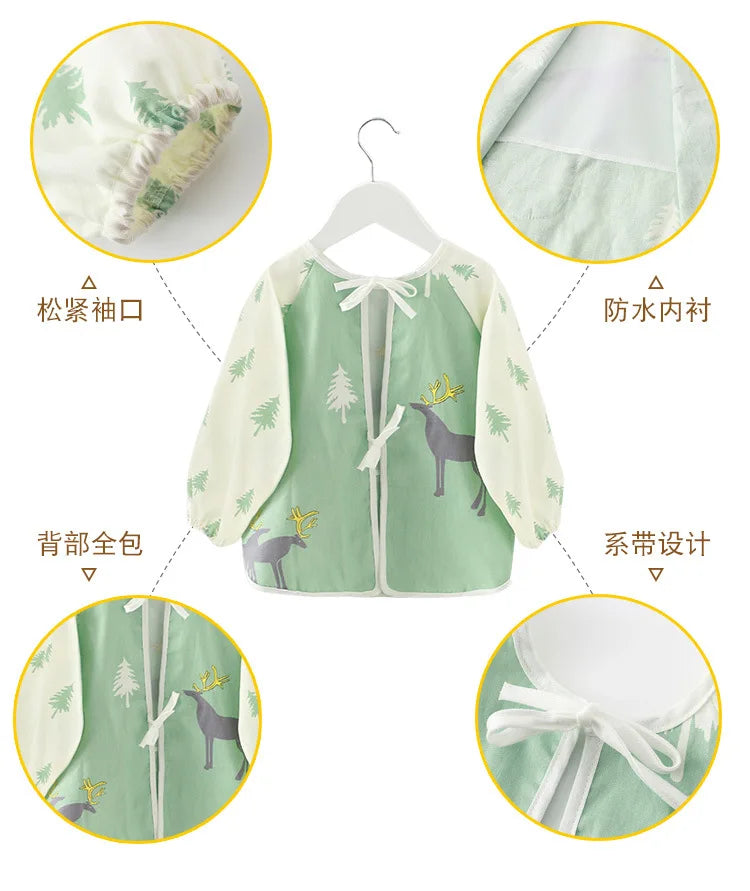 Baby Items Baby Bibs Cotton Waterproof Infant Bib Full Sleeve Gown Children Long Sleeve Apron Coverall Feeding Drawing Bibs