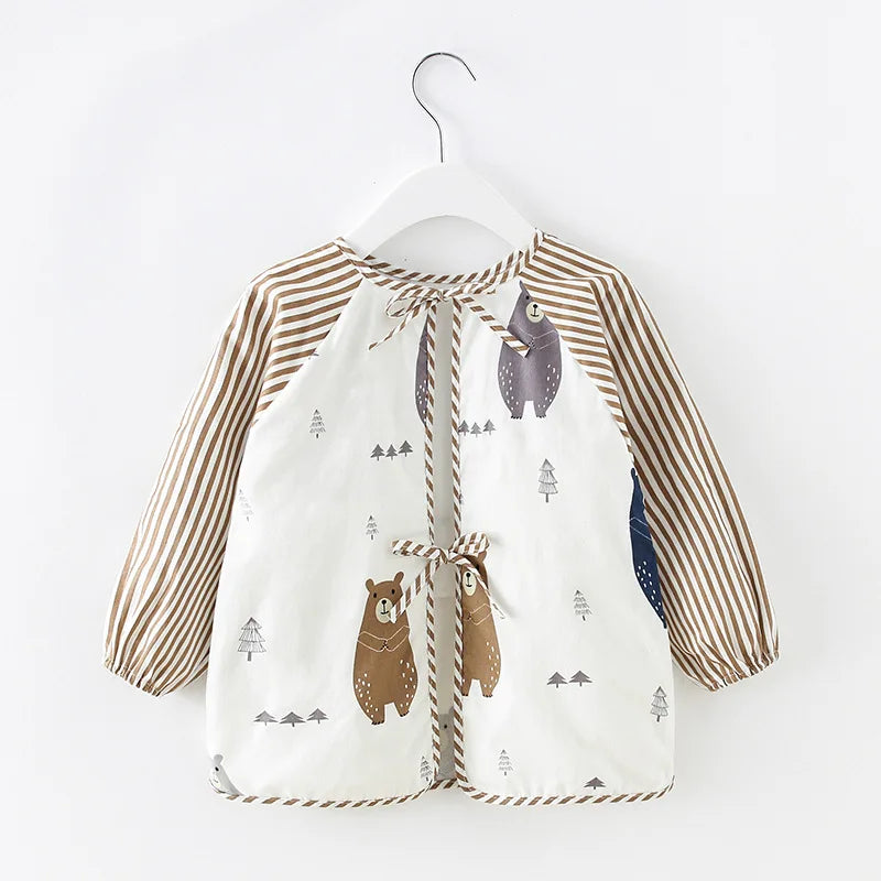 Baby Items Baby Bibs Cotton Waterproof Infant Bib Full Sleeve Gown Children Long Sleeve Apron Coverall Feeding Drawing Bibs