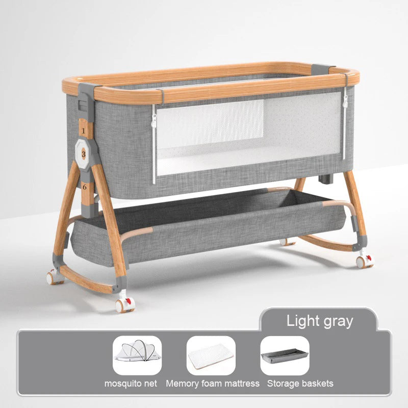 Aluminum Alloy Crib Movable Portable Bassinet Bed Foldable Multifunctional Bb Bed Newborn Patchwork Queen Bed