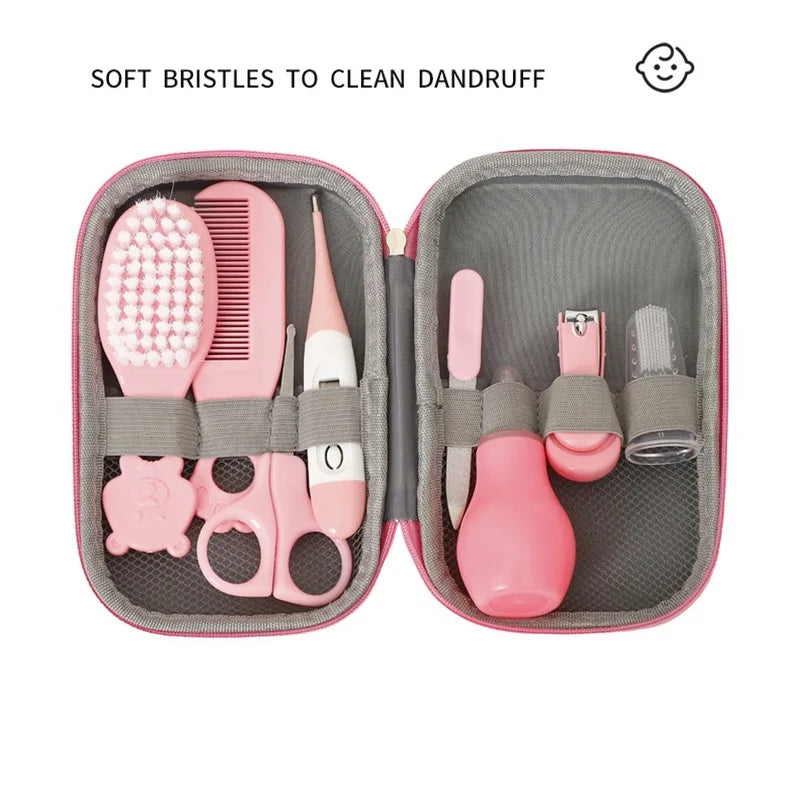 8PCS/Set Baby Health Care Kit Kids Nail Hair Health Care Thermometer Grooming Brush Clipper Teether Toothbrush Baby Essentials