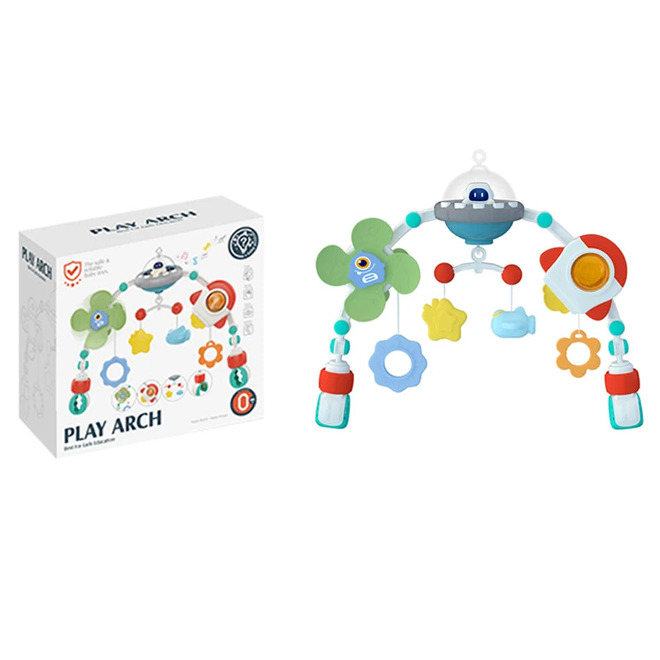 Baby Stroller Arch Toys Crib Music Rotating Bouncers Toys Fine Motor Skills Sensory Development Arch Car Seat Toys for New Born