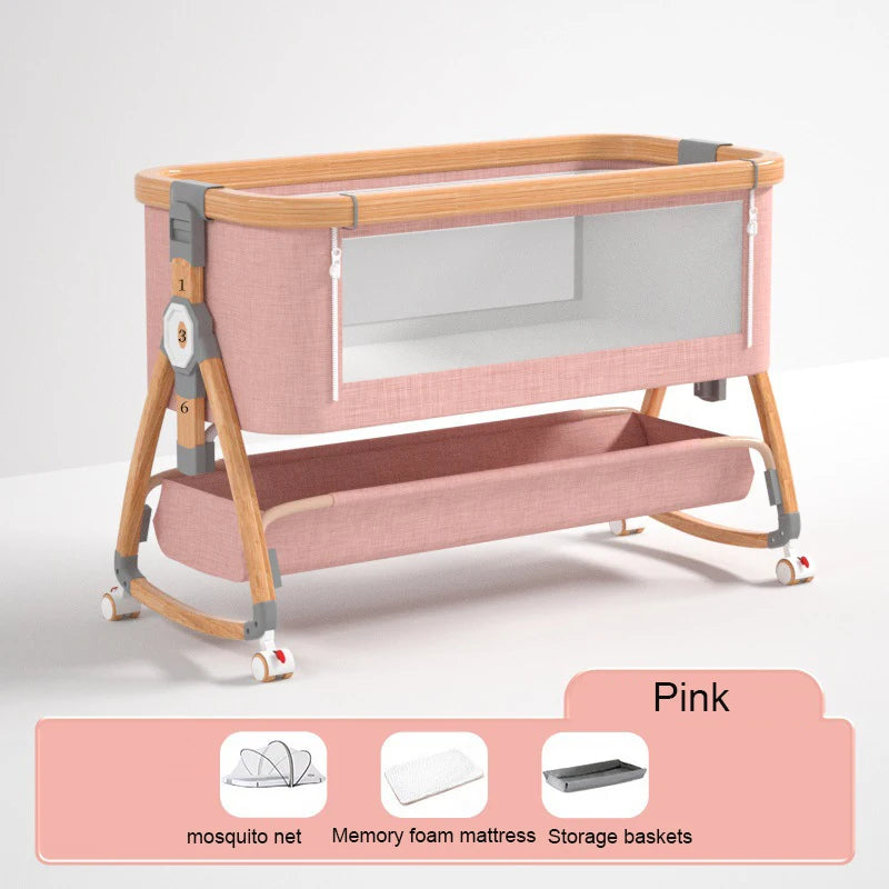 Aluminum Alloy Crib Movable Portable Bassinet Bed Foldable Multifunctional Bb Bed Newborn Patchwork Queen Bed