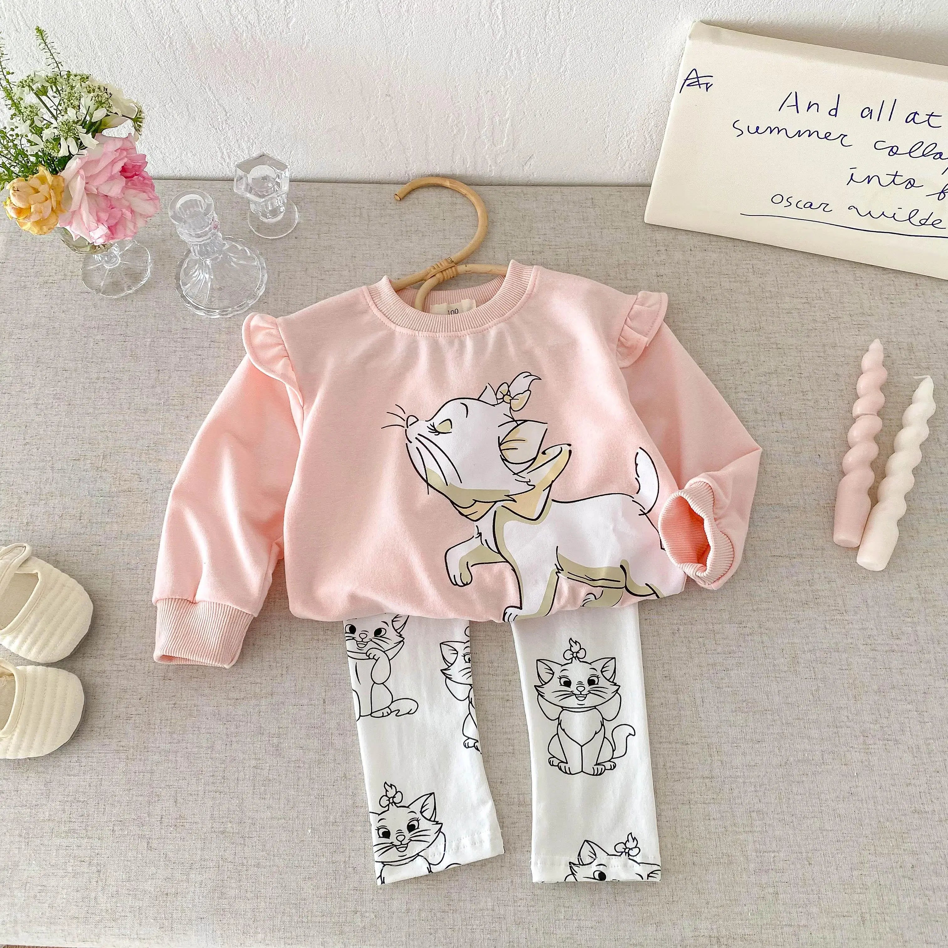 Baby Clothing Set For Children Aged 1-6 Fashion Set Children's Cartoon Girl Sports Set Top And Pants 2-piece Set