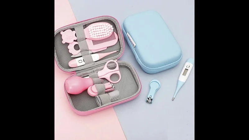 8PCS/Set Baby Health Care Kit Kids Nail Hair Health Care Thermometer Grooming Brush Clipper Teether Toothbrush Baby Essentials