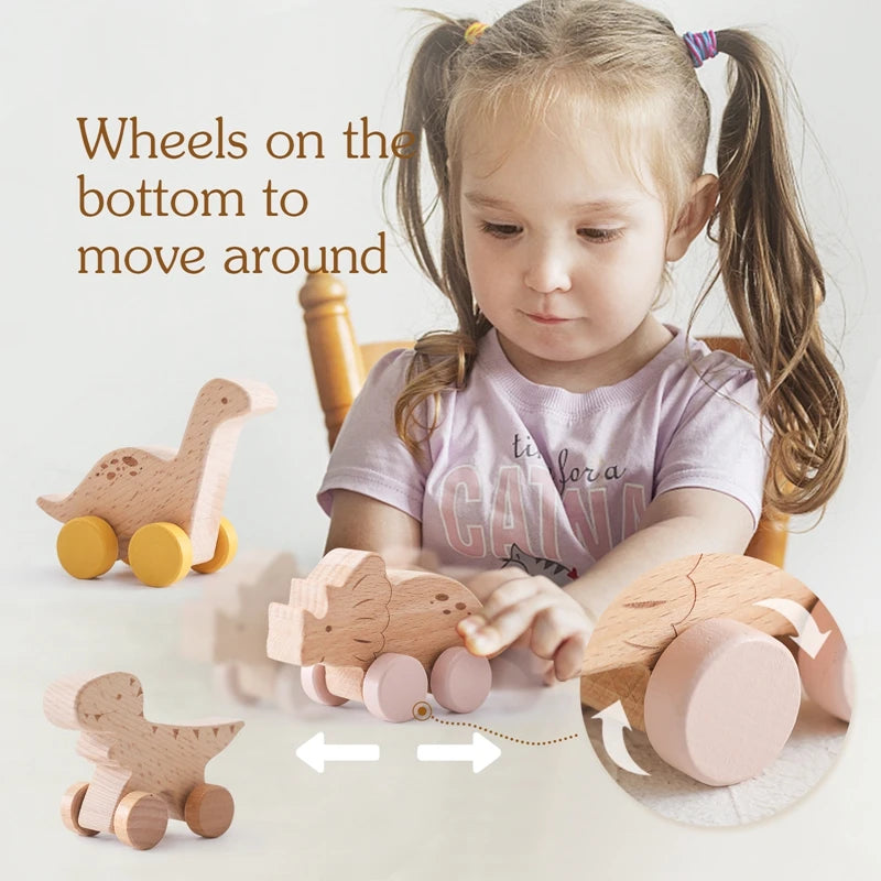 1PC Baby Wooden Toys Beech Car Blocks Cartoon Bus Educational Montessori Toys Baby Teething Play Gym Baby Birthday Gift Products