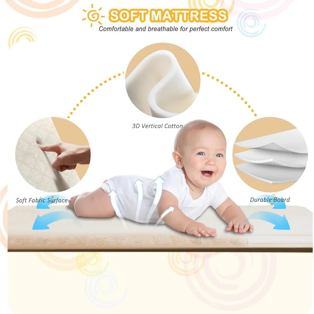 3 in 1 Bassinet,Baby Bassinets Bedside Sleeper with Musical Toy,Adjustable Height Bedside Bassinet for Baby with Wheels and Stor