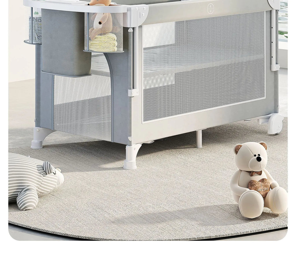 Baby Bed Portable Baby Cribs with Diaper Table Baby Sleep Cradle Multifunctional Playpen Crib