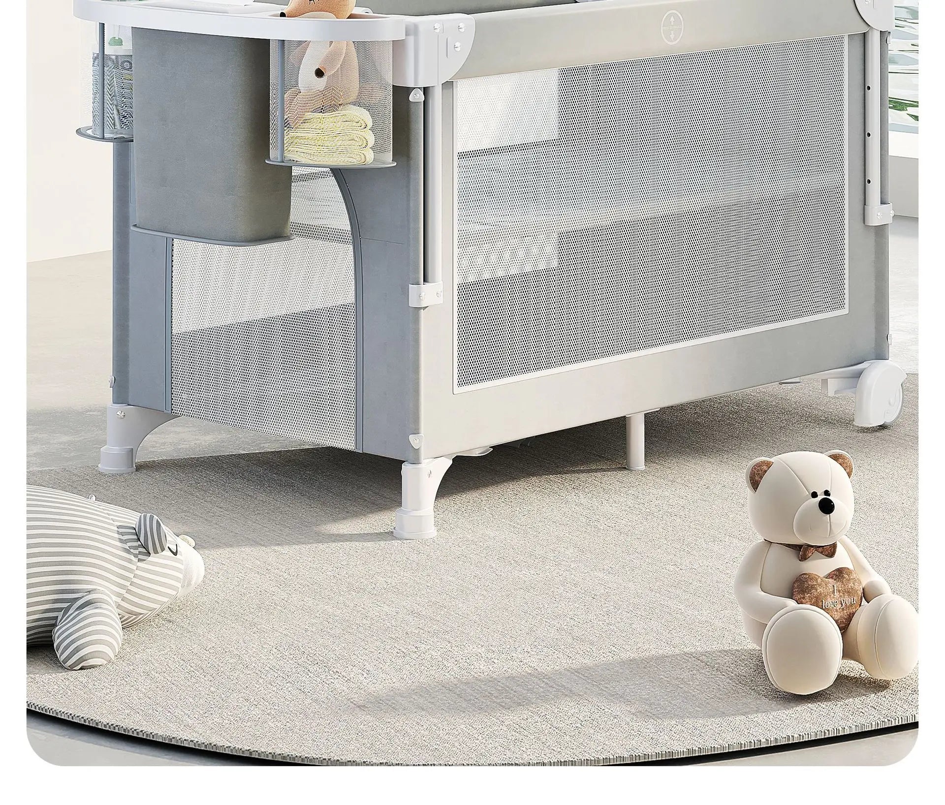 Baby Bed Portable Baby Cribs with Diaper Table Baby Sleep Cradle Multifunctional Playpen Crib