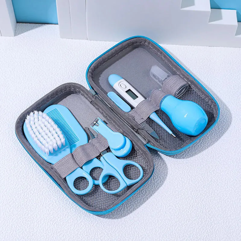 8PCS Baby Grooming Kit, Nail Clipper, Brush, Nasal Aspirator, Comb, and EVA Case for Newborn Care Essentials