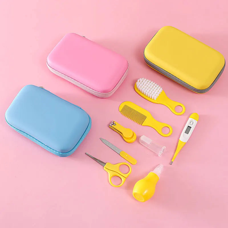 8PCS Baby Grooming Kit, Nail Clipper, Brush, Nasal Aspirator, Comb, and EVA Case for Newborn Care Essentials