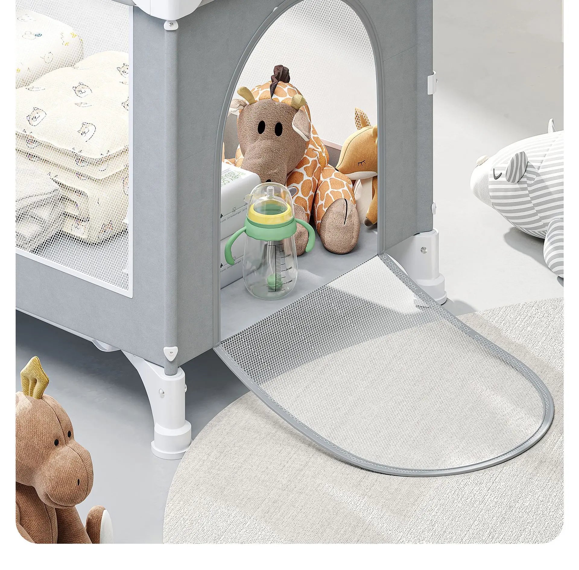 Baby Bed Portable Baby Cribs with Diaper Table Baby Sleep Cradle Multifunctional Playpen Crib