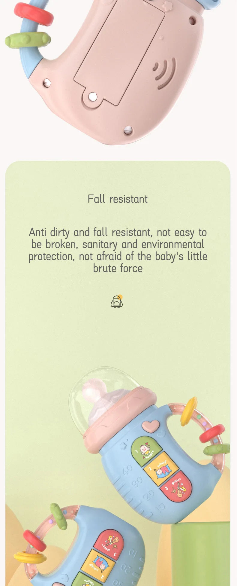 Baby 18M+Cute Bottle Illuminates Music Baby Ringing Soothing Toy Early Learning Education Toy Girl Baby Boy Birthday Gift Toy