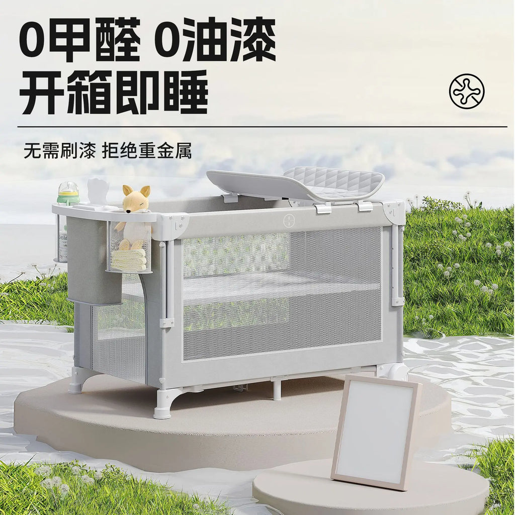 Baby Bed Portable Baby Cribs with Diaper Table Baby Sleep Cradle Multifunctional Playpen Crib