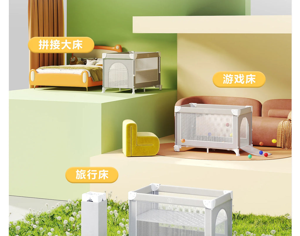 Baby Bed Portable Baby Cribs with Diaper Table Baby Sleep Cradle Multifunctional Playpen Crib