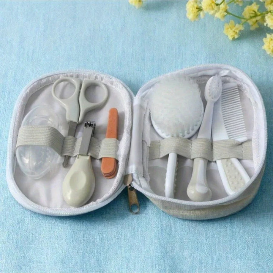 1 set of baby toothbrush, combing and care kit, children's nail clippers, nail file and scissors, infant daily care set