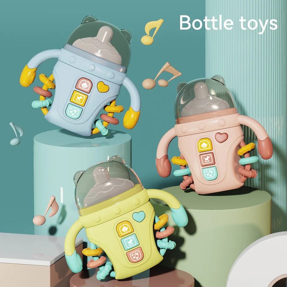 1pc Baby Musical Feeding Bottle Pacifier Newborn Soft Teether Rattles Educational Toy Mobile Rattles Toys Soothing Vocal Music