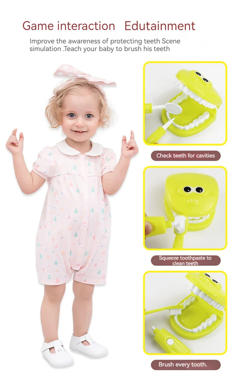 Children Montessori Toys Parent-child Interaction For Girl Boy Dentist Check Teeth Model Doctors Role Play Baby Kid Learning Toy