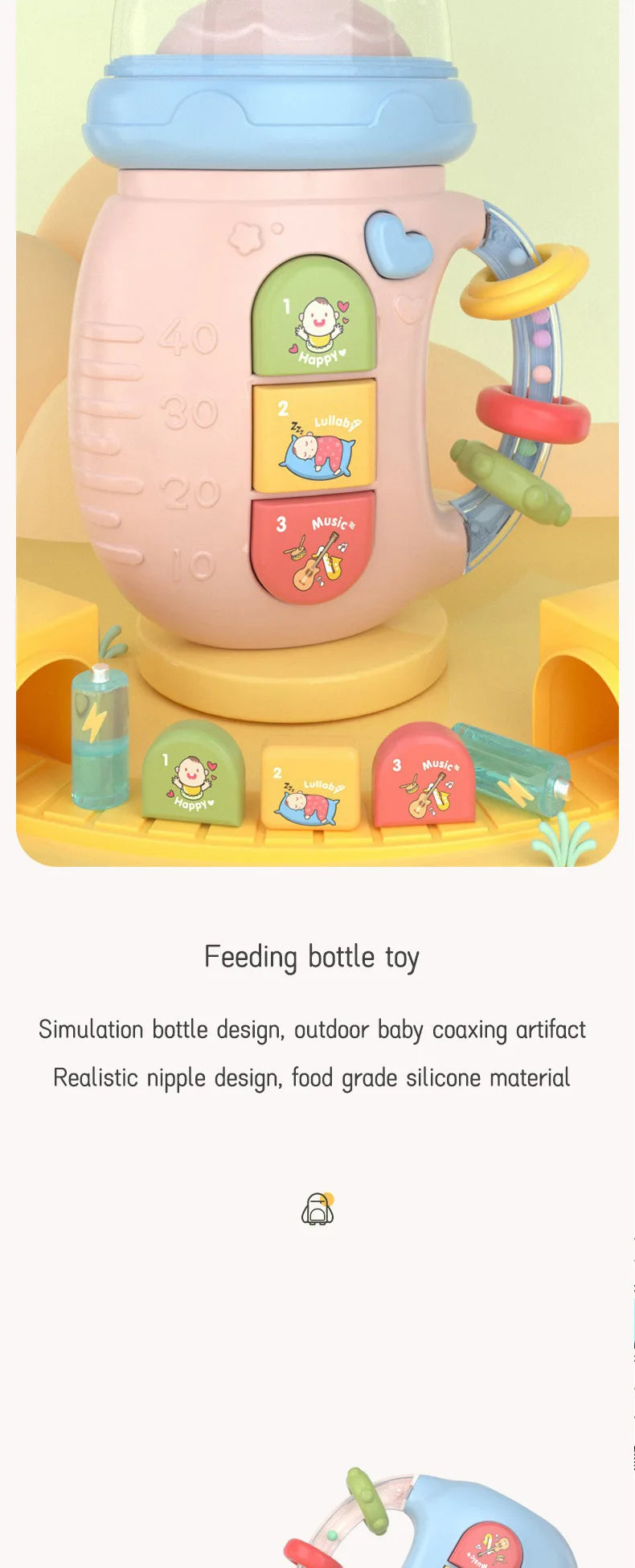 Baby 18M+Cute Bottle Illuminates Music Baby Ringing Soothing Toy Early Learning Education Toy Girl Baby Boy Birthday Gift Toy