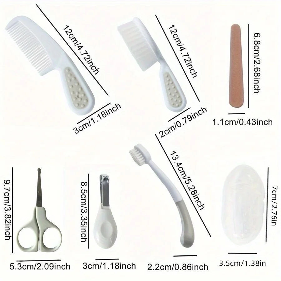 1 set of baby toothbrush, combing and care kit, children's nail clippers, nail file and scissors, infant daily care set