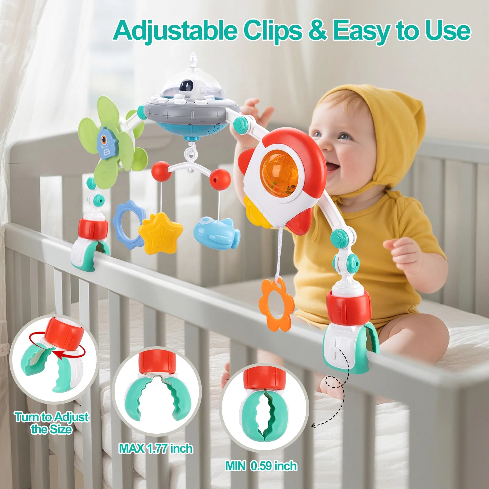 Baby Stroller Arch Toys Crib Music Rotating Bouncers Toys Fine Motor Skills Sensory Development Arch Car Seat Toys for New Born