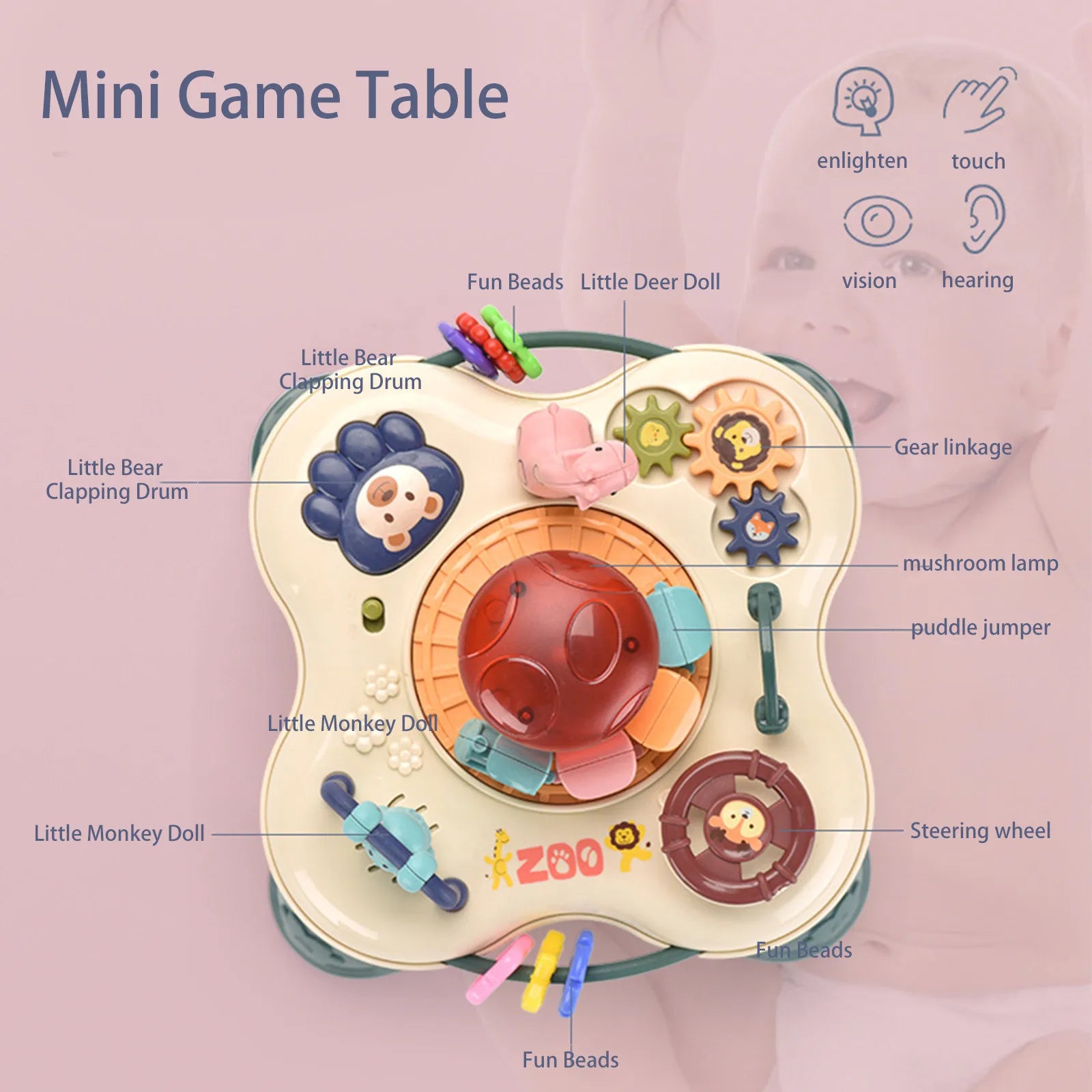 Baby Toys Musical Activity Table For 1 2 3 Year Old Boys Girls Gifts Toddler Infant Educational Learing Toys, Children's Gift