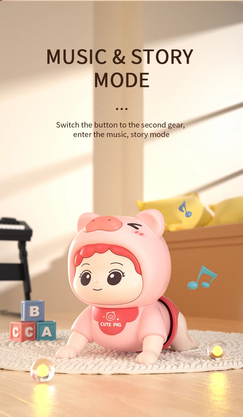 Baby toys learn to crawl guide head up practice training puzzle early education crawling baby sound light music