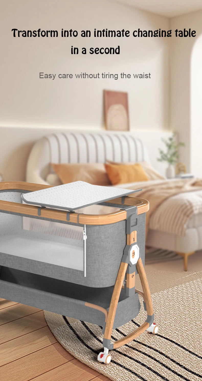 Aluminum Alloy Crib Movable Portable Bassinet Bed Foldable Multifunctional Bb Bed Newborn Patchwork Queen Bed