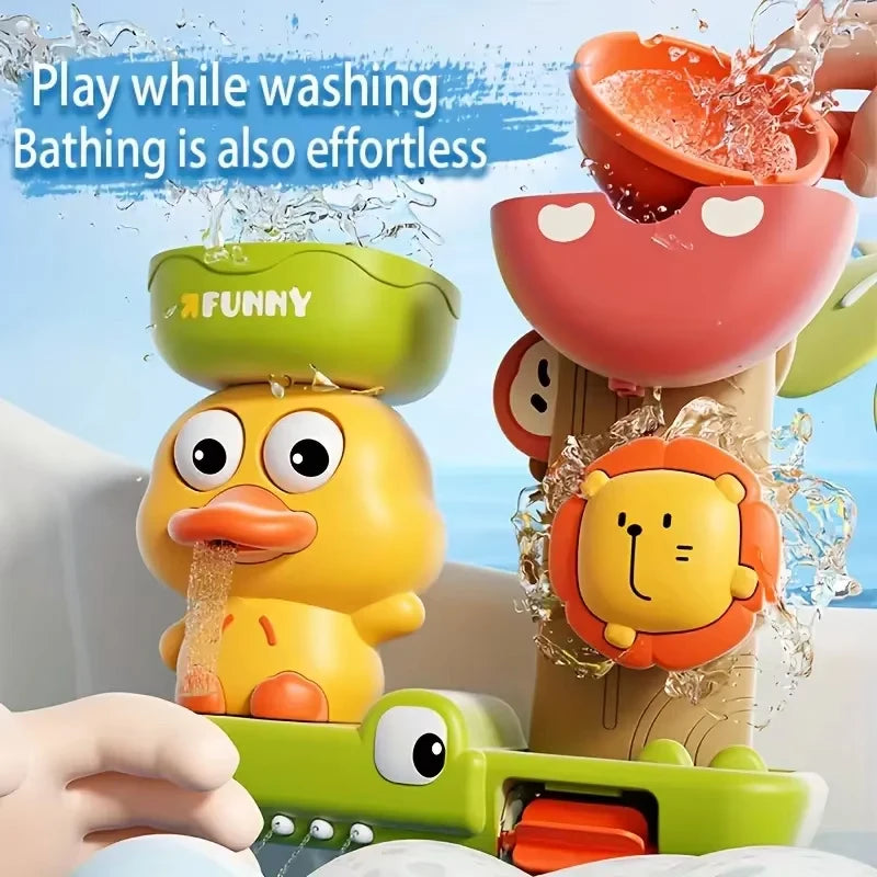Baby Bath Toys  For Kids Interactive Bath Toy with Suction Cups Cartoon Duck Water Tub toys Bathtub Toy for Boys Girls Infant