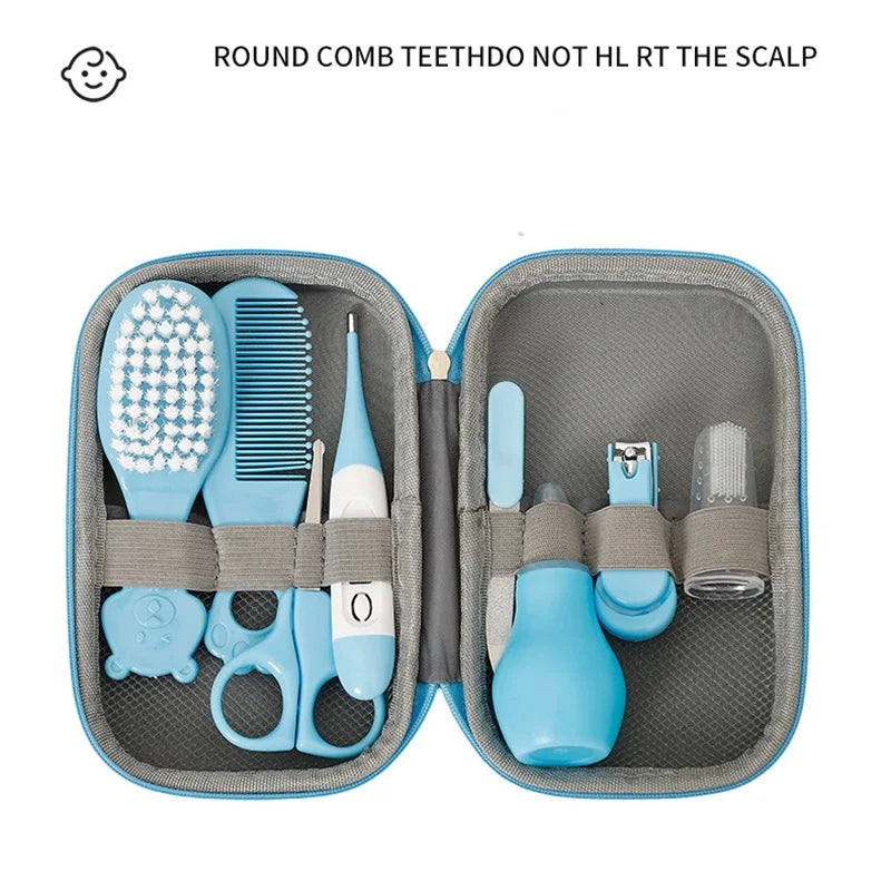 8PCS/Set Baby Health Care Kit Kids Nail Hair Health Care Thermometer Grooming Brush Clipper Teether Toothbrush Baby Essentials