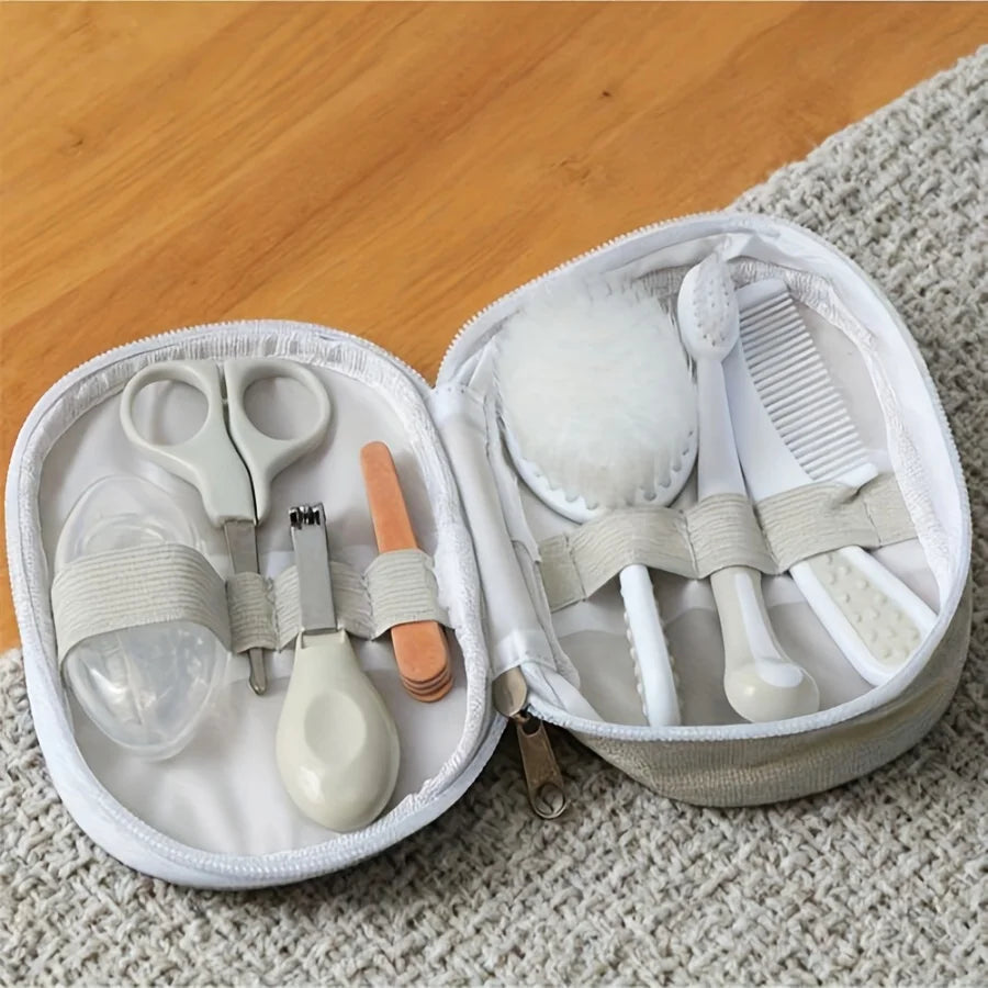 1 set of baby toothbrush, combing and care kit, children's nail clippers, nail file and scissors, infant daily care set