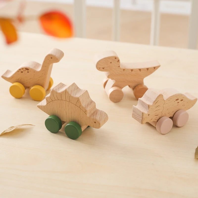 1PC Baby Wooden Toys Beech Car Blocks Cartoon Bus Educational Montessori Toys Baby Teething Play Gym Baby Birthday Gift Products
